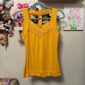Y2K American Rag Yellow Lace Summer Girly Tank Top Sz Medium